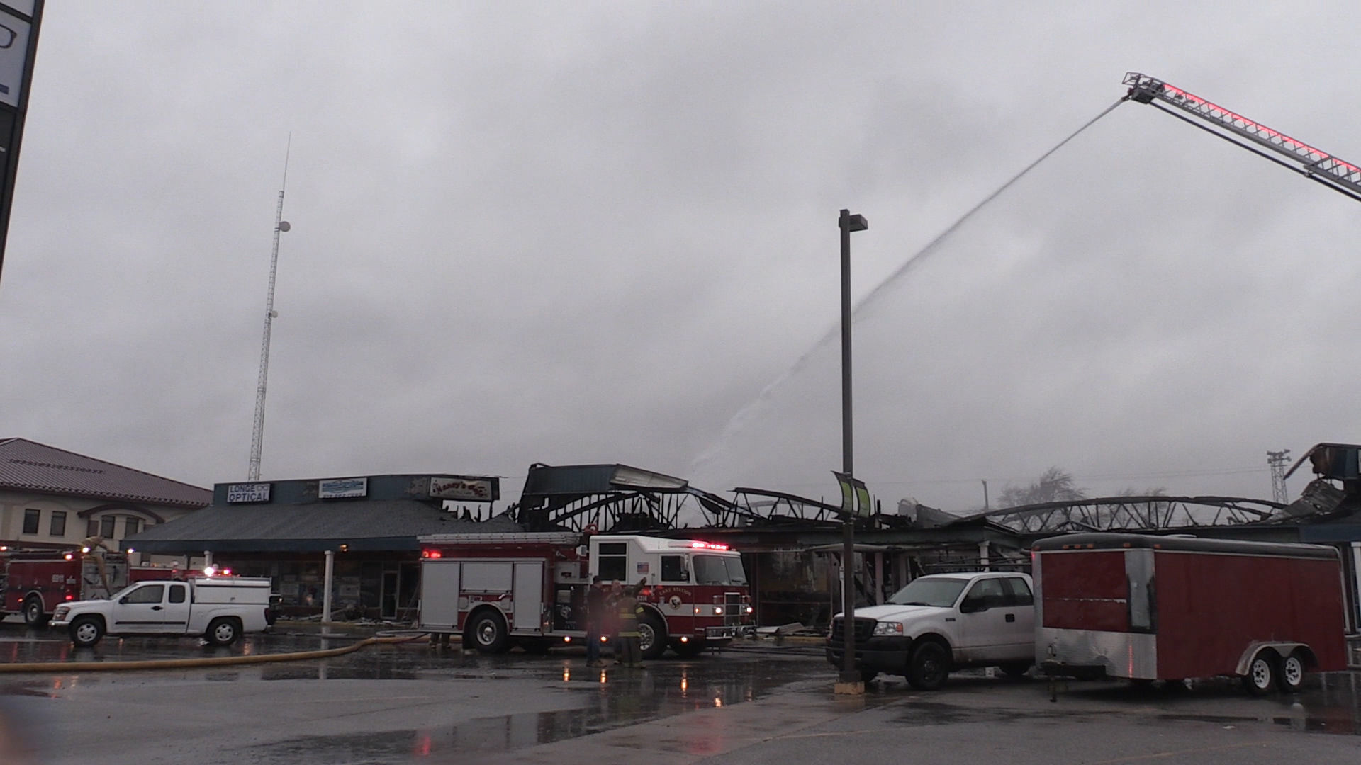 Firefighters battle blaze at Lake Station shopping center